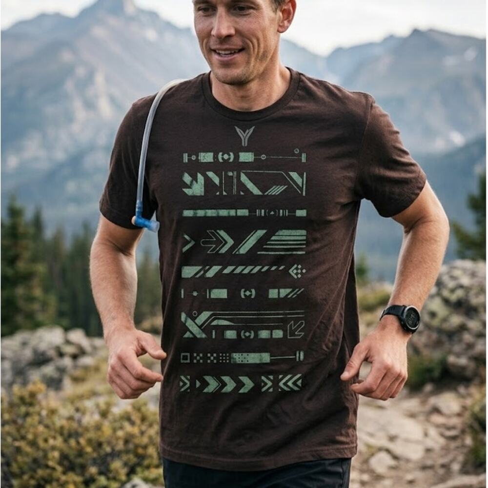 Threyda Art & Apparel Brown Graphic T-Shirt Men's XL Futuristic Geometric Casual